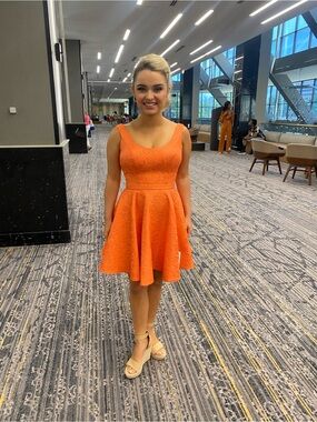Sherri Hill Orange Fit-and-Flare Dress